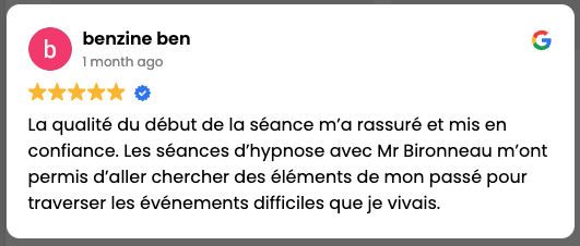 Avis Google sur les séances d’hypnose à Montreuil